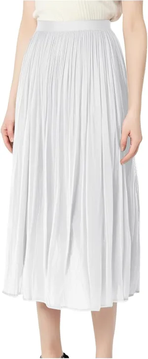 Fashion Tulle Skirts for Women Mesh Pleated Swing Midi Long Skirt Elastic High Waist Flowy Midi A-line Skirts