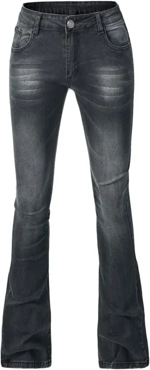Flared Jeans for Women High Waisted Loose Wide Leg Denim Pants Casual Bootcut Bell Bottom Denim Pants