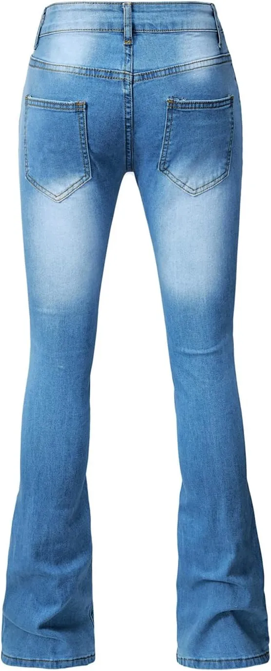 Flared Jeans for Women High Waisted Loose Wide Leg Denim Pants Casual Bootcut Bell Bottom Denim Pants
