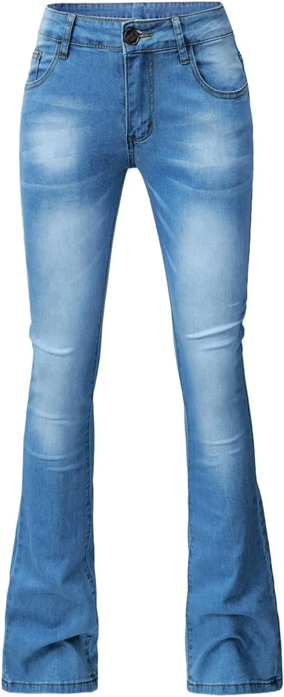 Flared Jeans for Women High Waisted Loose Wide Leg Denim Pants Casual Bootcut Bell Bottom Denim Pants