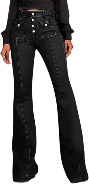 Flared Jeans for Women High Waisted Loose Wide Leg Denim Pants Casual Bootcut Bell Bottom Denim Pants