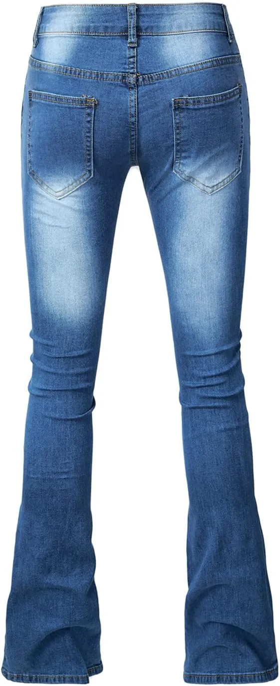 Flared Jeans for Women High Waisted Loose Wide Leg Denim Pants Casual Bootcut Bell Bottom Denim Pants
