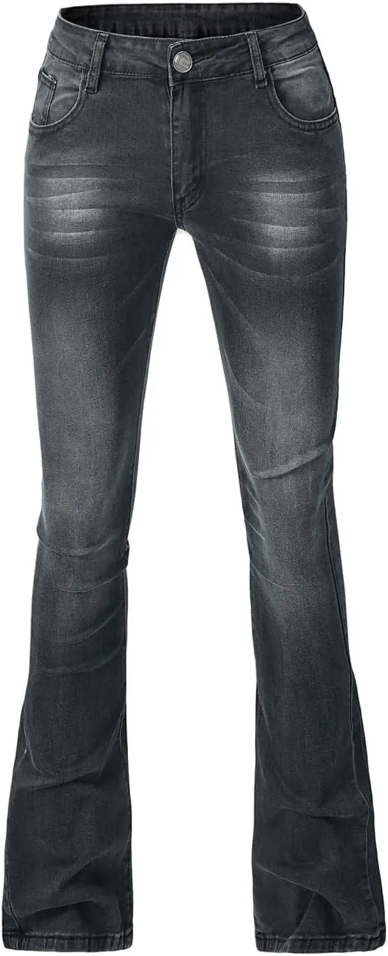 Flared Jeans for Women High Waisted Loose Wide Leg Denim Pants Casual Bootcut Bell Bottom Denim Pants