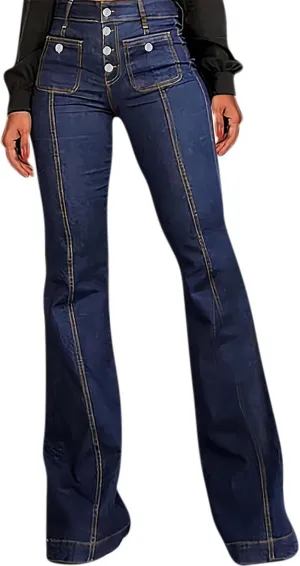 Flared Jeans for Women High Waisted Loose Wide Leg Denim Pants Casual Bootcut Bell Bottom Denim Pants