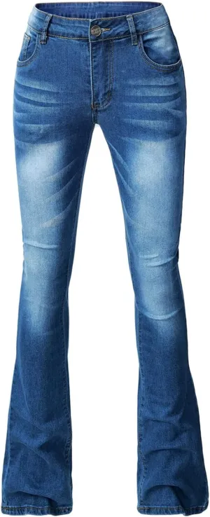 Flared Jeans for Women High Waisted Loose Wide Leg Denim Pants Casual Bootcut Bell Bottom Denim Pants