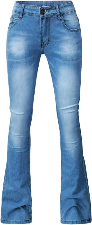 Flared Jeans for Women High Waisted Loose Wide Leg Denim Pants Casual Bootcut Bell Bottom Denim Pants