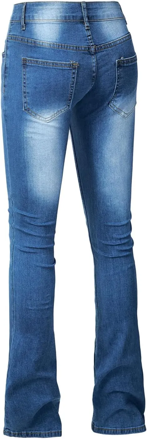 Flared Jeans for Women High Waisted Loose Wide Leg Denim Pants Casual Bootcut Bell Bottom Denim Pants
