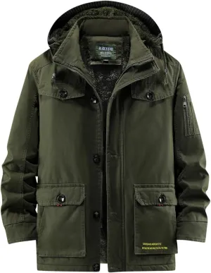 Fleece Jacket Men Winter Warm Plush Lined Sherpa Coats Casual Long Sleeve Hoodies With Pocket Solid Color Zip Outwear