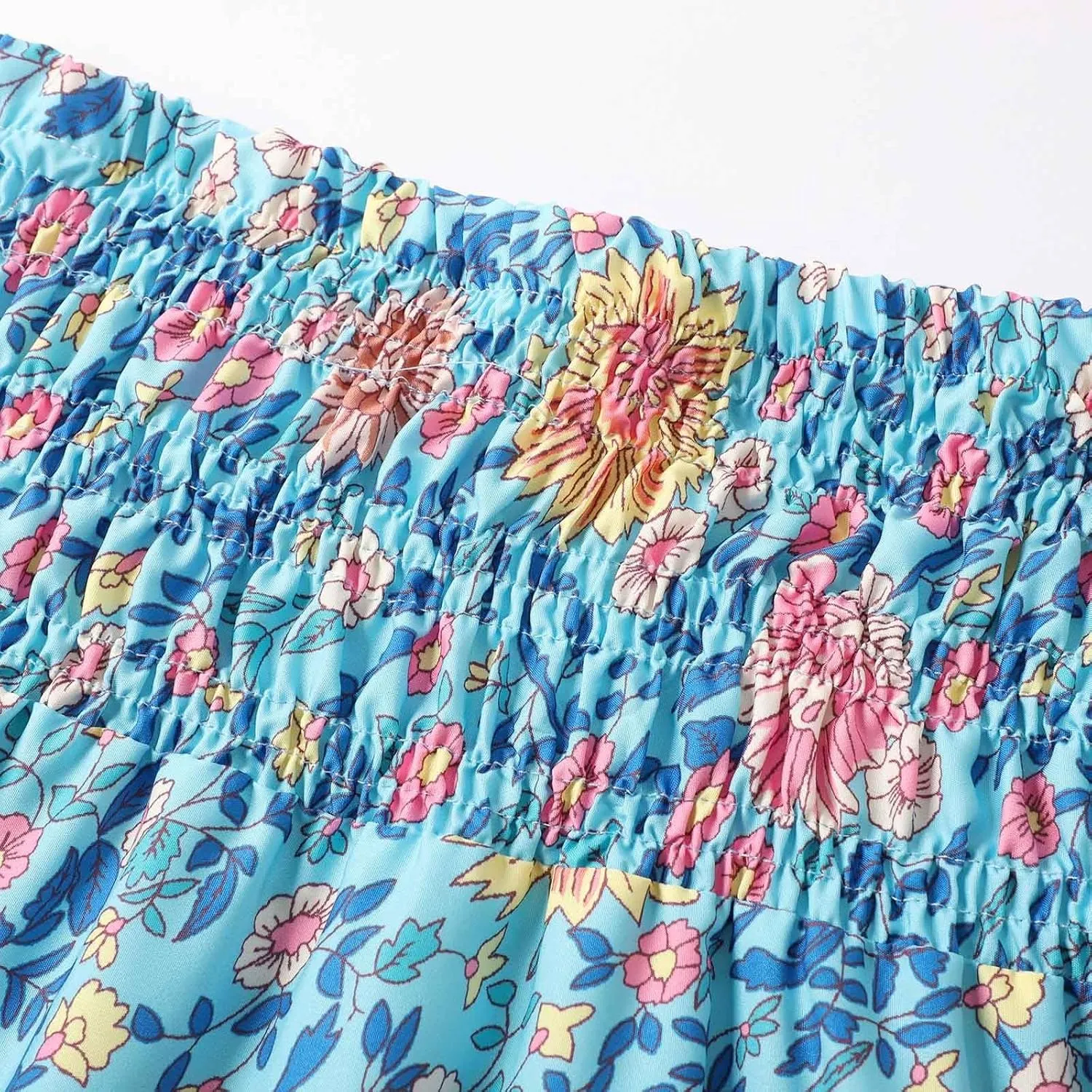 Floral Maxi Skirts for Women Summer Elastic High Waisted Flowy Swing A-Line Boho Beach Skirt