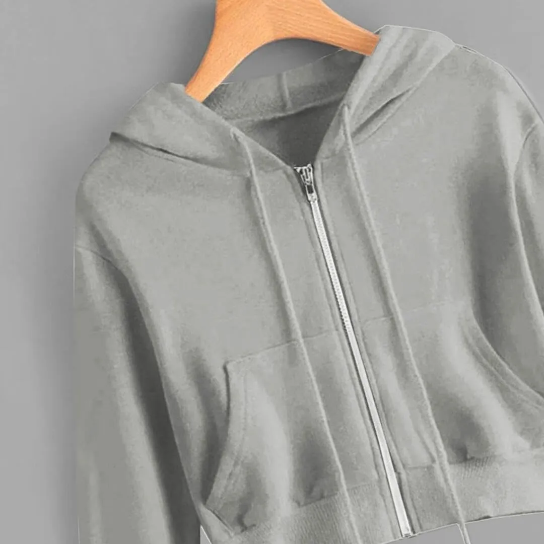 FMCHICO Womens Cropped Zip Up Hoodies Fleece Sweatshirts Zipper Jackets Hooded Pullover Sweaters