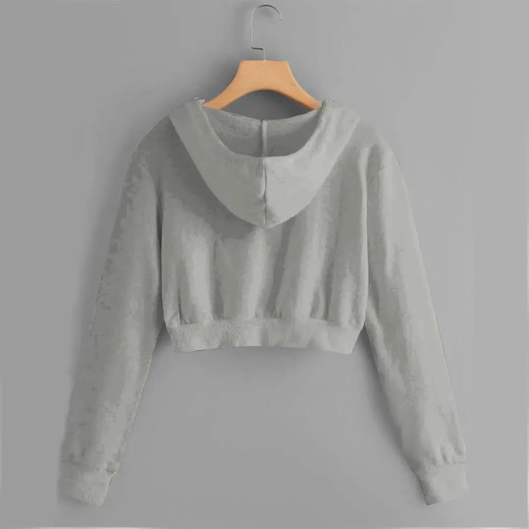 FMCHICO Womens Cropped Zip Up Hoodies Fleece Sweatshirts Zipper Jackets Hooded Pullover Sweaters