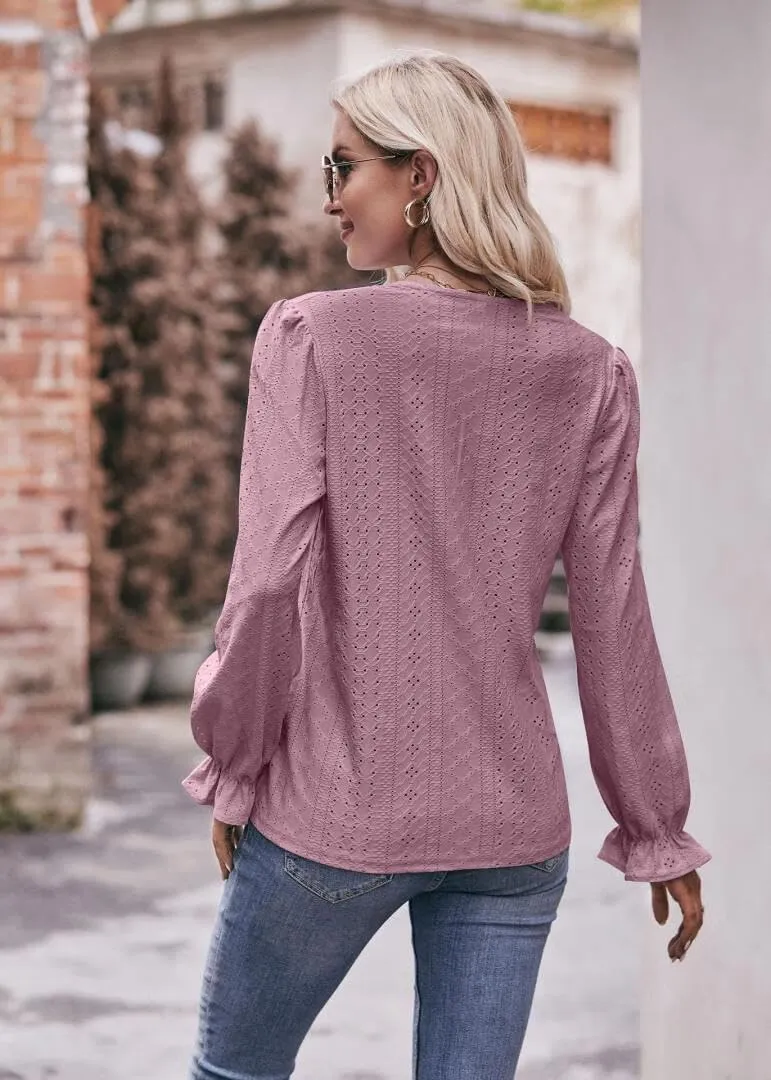 FMCHICO Womens Summer Tops Wrap Crew Neck Blouse Casual Short Sleeve Shirts