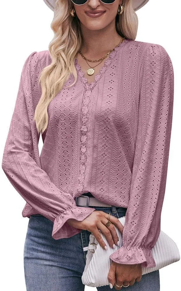 FMCHICO Womens Summer Tops Wrap Crew Neck Blouse Casual Short Sleeve Shirts