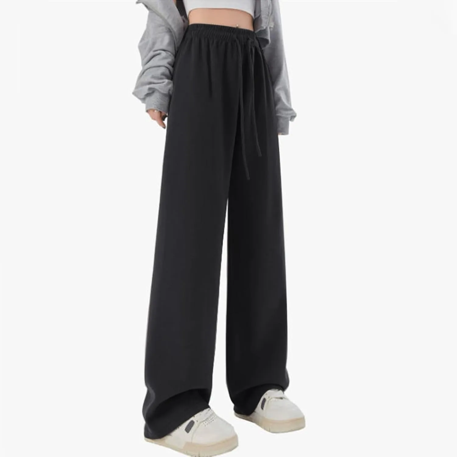 FZVYD Teens Girls' Straight Leg Sweatpants High Waisted Baggy Joggers Drawstring Elastic Waist Wide Leg Athletic Trousers
