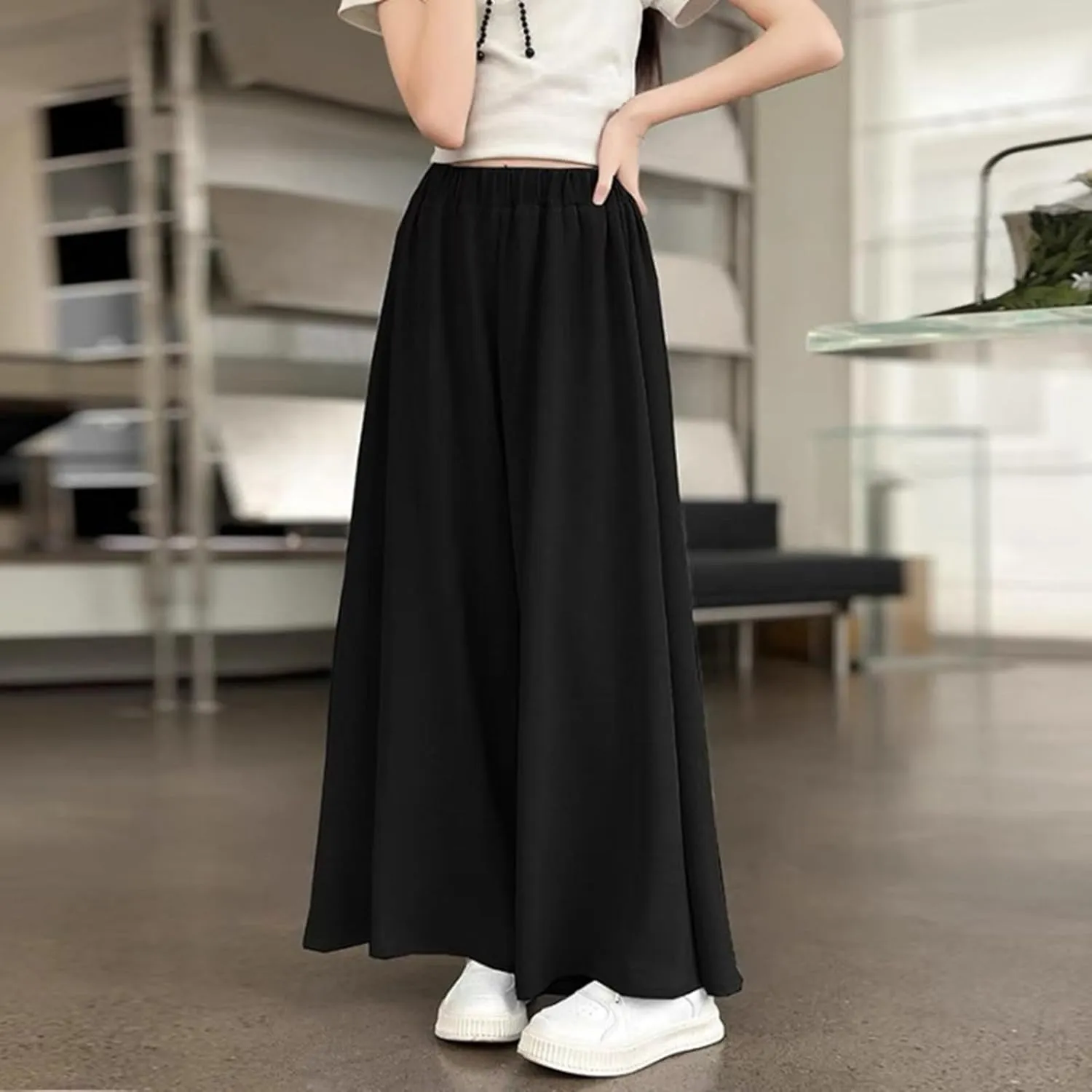 FZVYD Teens Girls' Straight Leg Sweatpants High Waisted Baggy Joggers Drawstring Elastic Waist Wide Leg Athletic Trousers