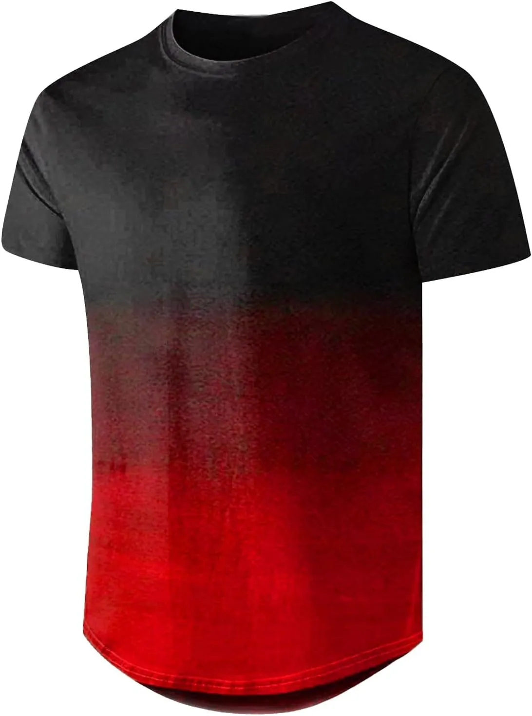 Gradient Color T-Shirts for Men Short Sleeve Dry Fit Crewneck Pullover Gym Sprot Workout Casual Slim Shirts