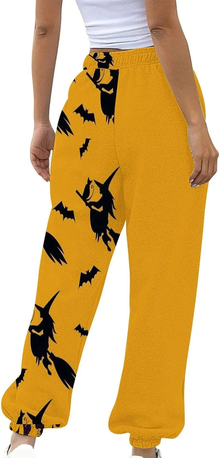 Halloween Pants Woman Joggers Pants Workout High Waisted Yoga Pants with Casual Elastic Waist Drawstring with