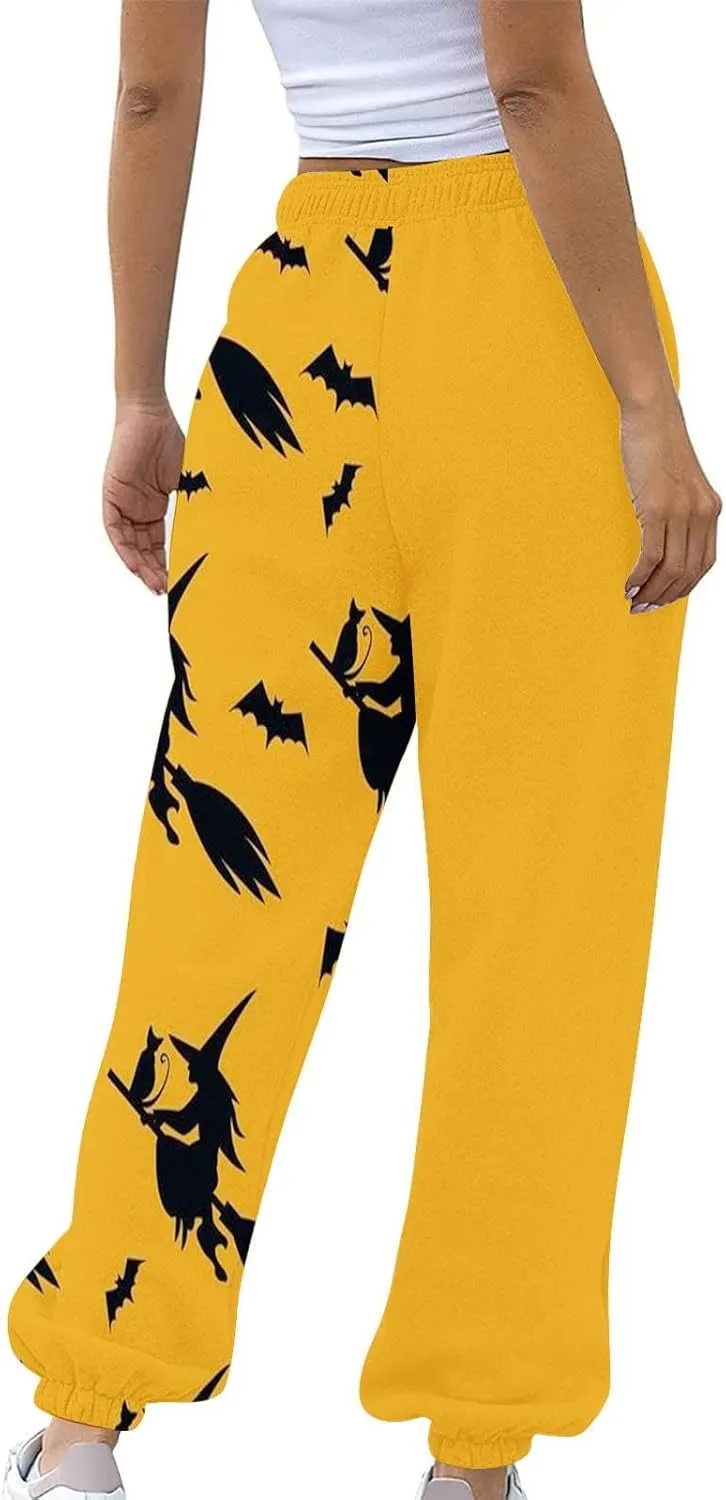 Halloween Pants Woman Joggers Pants Workout High Waisted Yoga Pants with Casual Elastic Waist Drawstring with
