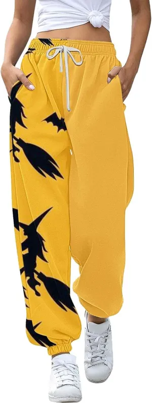 Halloween Pants Woman Joggers Pants Workout High Waisted Yoga Pants with Casual Elastic Waist Drawstring with