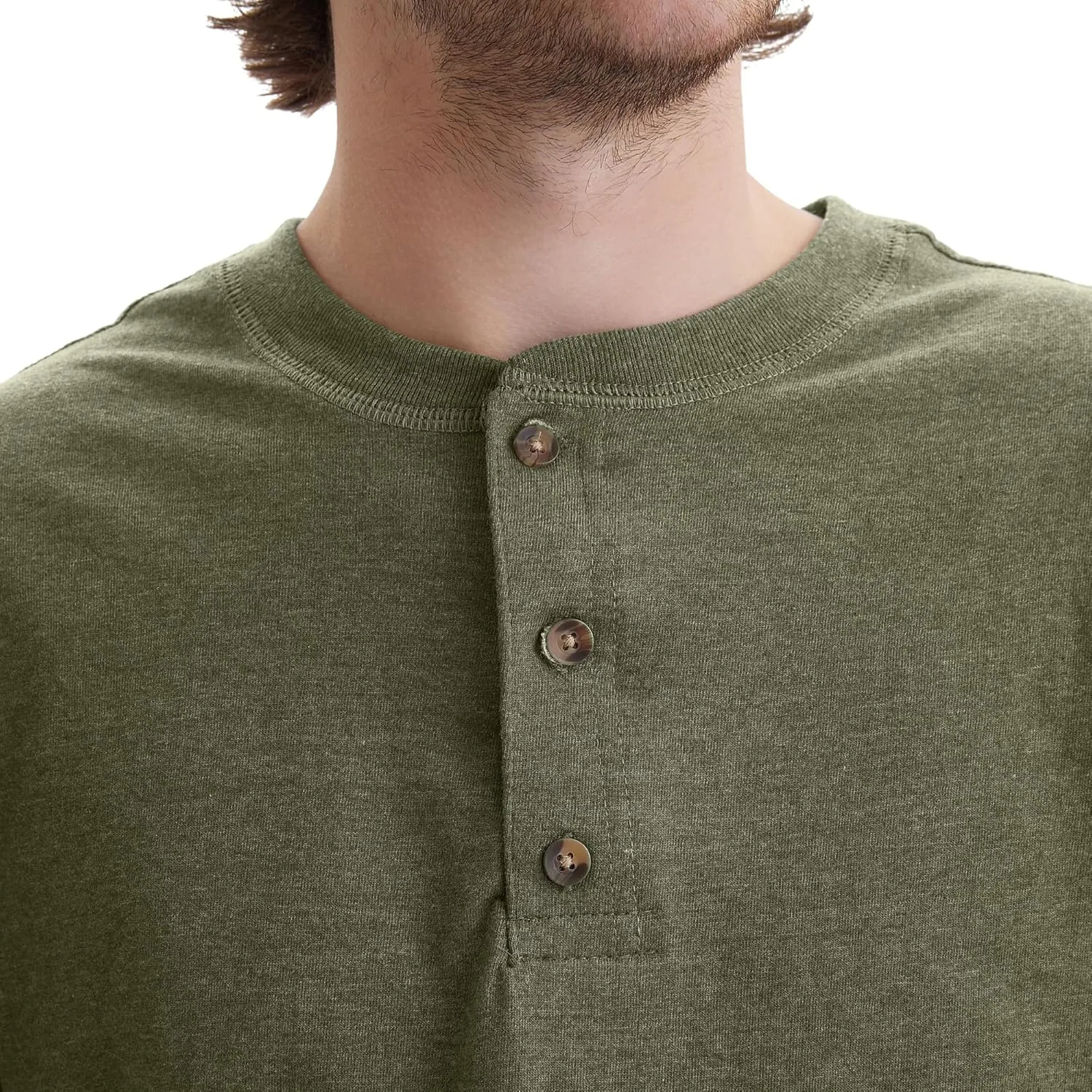 Hanes T Beefyt Henley, Men's Cotton Long Sleeve Shirts