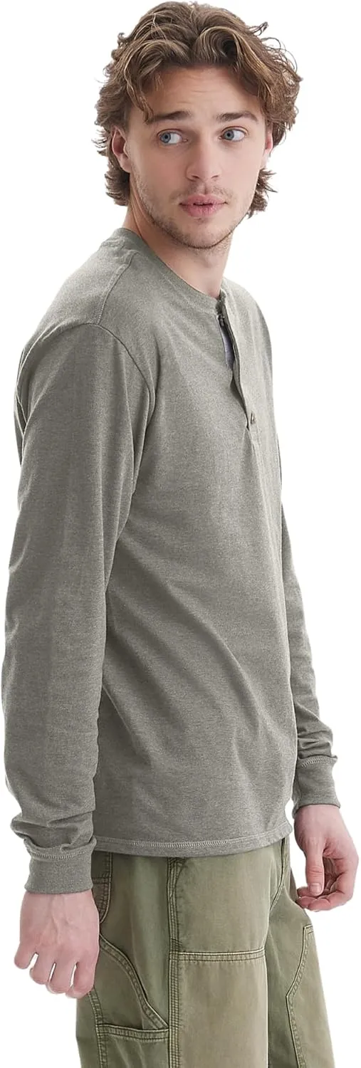 Hanes T Beefyt Henley, Men's Cotton Long Sleeve Shirts