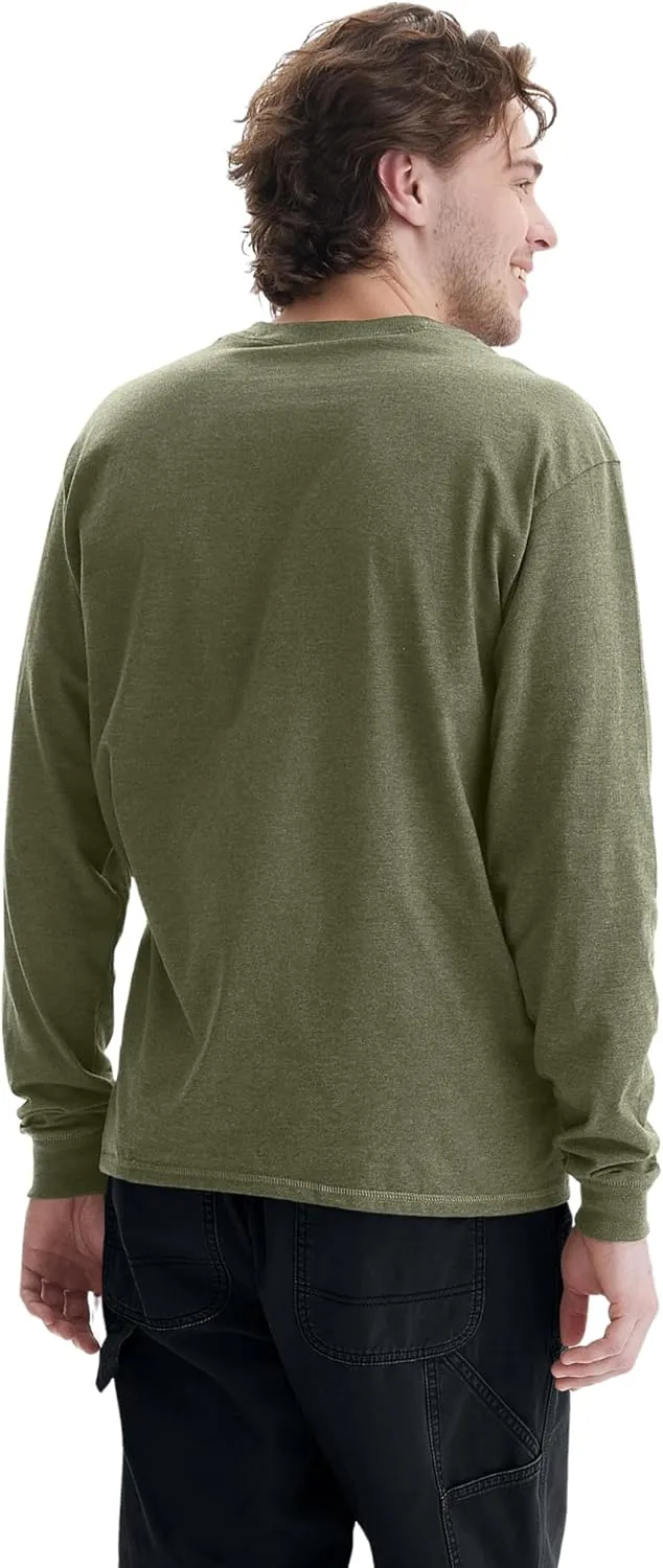 Hanes T Beefyt Henley, Men's Cotton Long Sleeve Shirts
