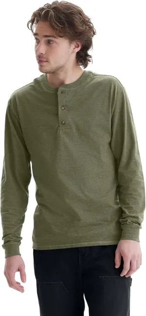 Hanes T Beefyt Henley, Men's Cotton Long Sleeve Shirts