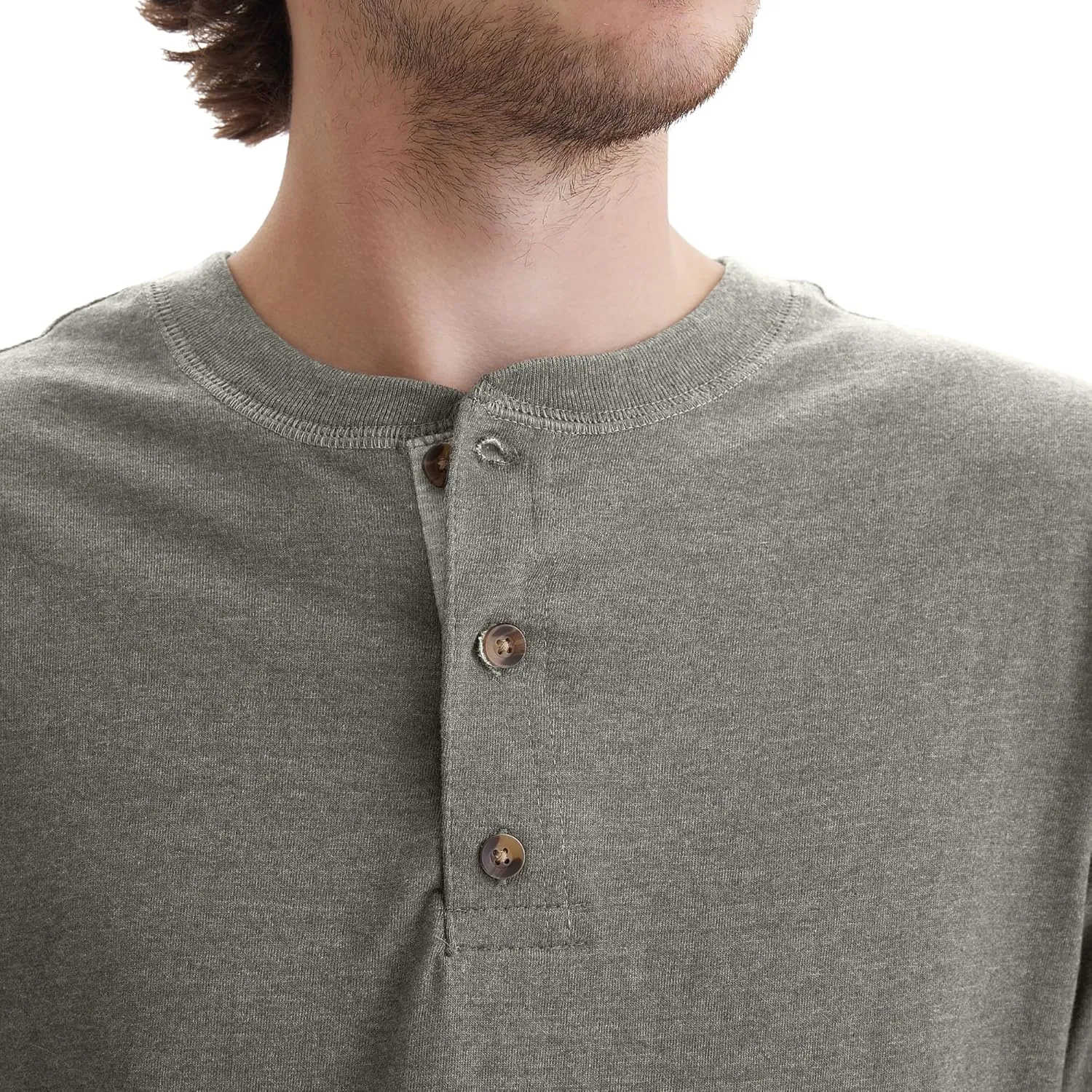 Hanes T Beefyt Henley, Men's Cotton Long Sleeve Shirts