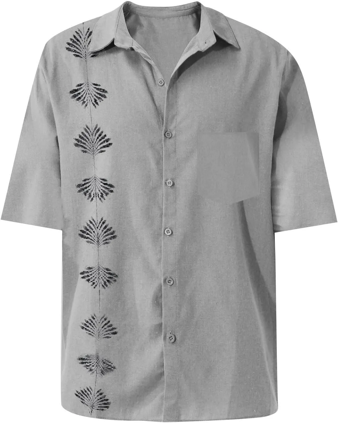 Hawaiian Shirts for Men Summer Beach Loose Fit Casual Short Sleeve Linen Tshirts Lightweight Button Down Hippie Tops