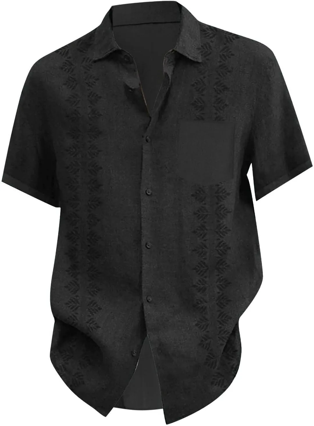Hawaiian Shirts for Men Summer Beach Loose Fit Casual Short Sleeve Linen Tshirts Lightweight Button Down Hippie Tops