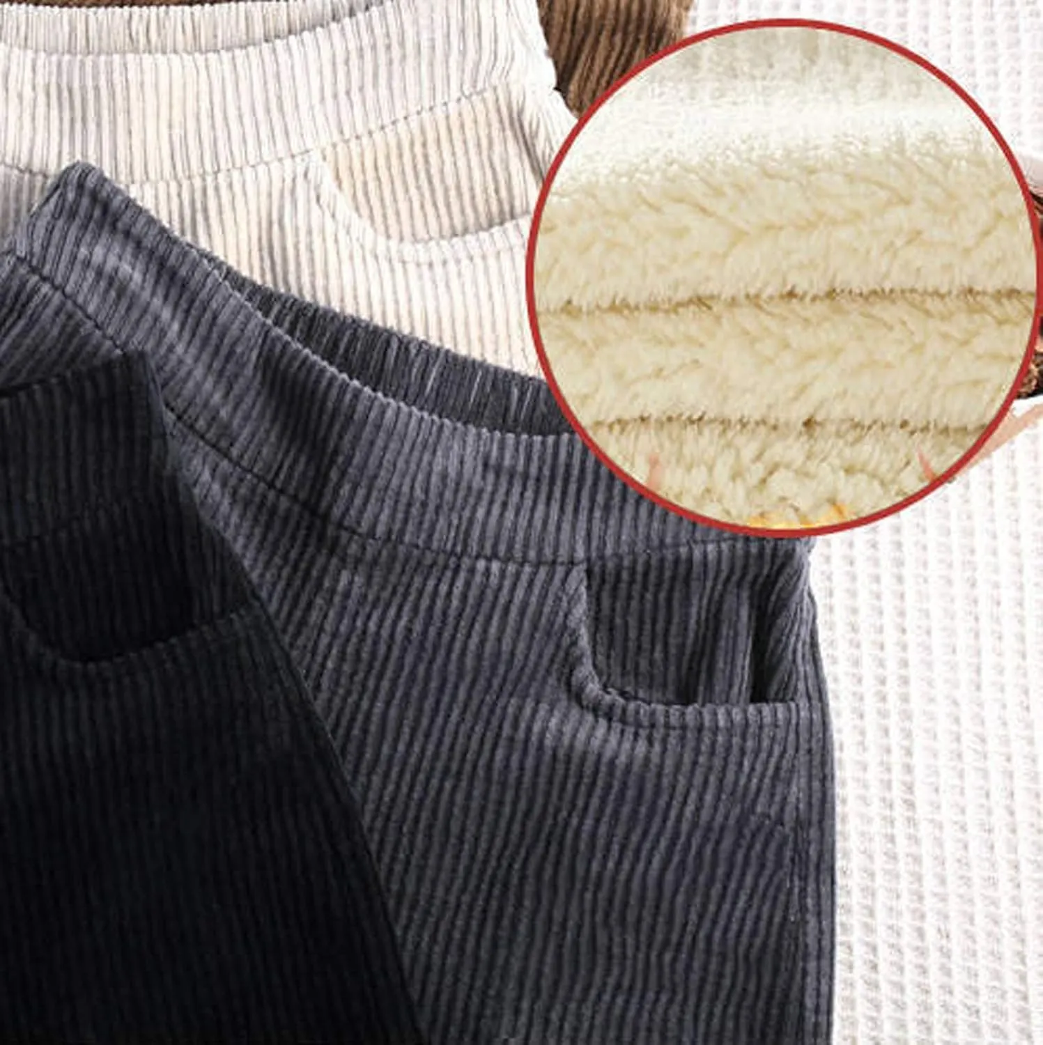 High Waist Corduroy Pants for Women Casual Drawstring Elastic Straight Leg Slacks Loose Comfy Trousers with Pockets