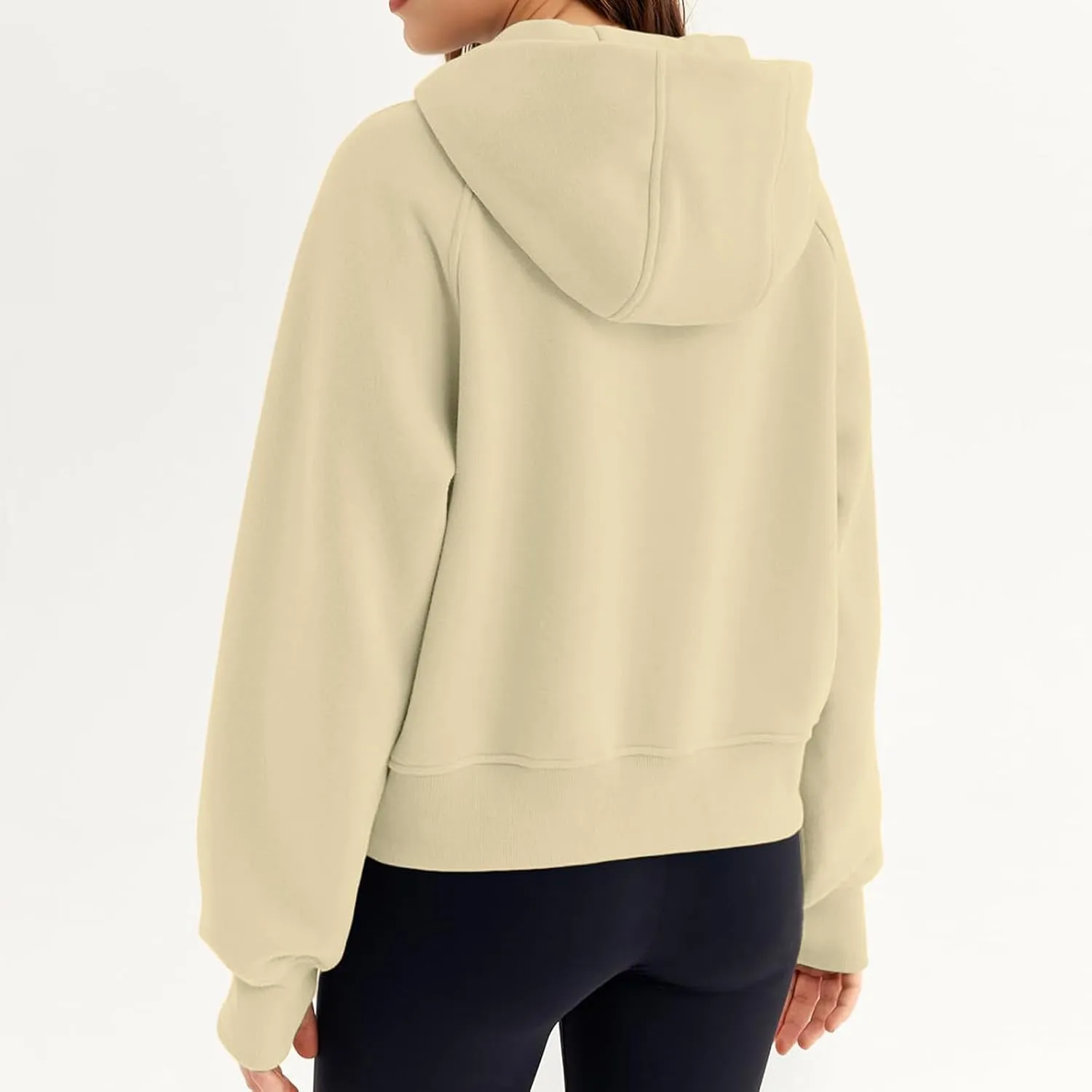 hlysgo Womens Zip Up Hoodie Cropped Sweatshirts Fleece Jackets Fall Outfits Oversized Casual Hoodies with Thumb Holes