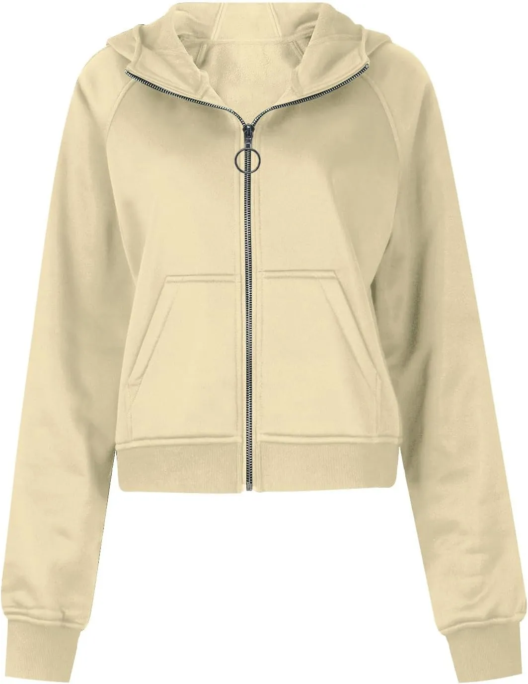 hlysgo Womens Zip Up Hoodie Cropped Sweatshirts Fleece Jackets Fall Outfits Oversized Casual Hoodies with Thumb Holes