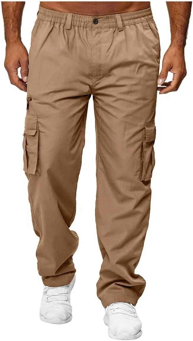 Hndudnff Men Jogger Cargo Pants Casual Multi Pockets Military Tactical Trousers Cargo Pants