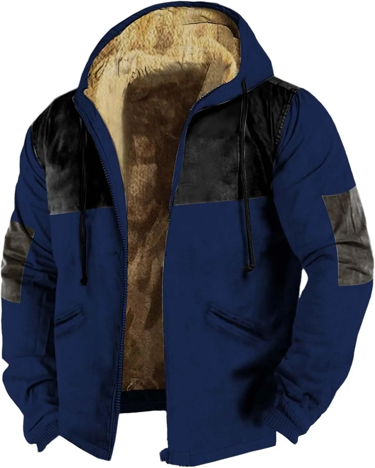 Hoodies for Men Heavyweight Fleece Sweatshirt Full Zip Up Thick Sherpa Lined Hooded Jacket Winter Warm Workout Coat