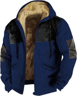 Hoodies for Men Heavyweight Fleece Sweatshirt Full Zip Up Thick Sherpa Lined Hooded Jacket Winter Warm Workout Coat