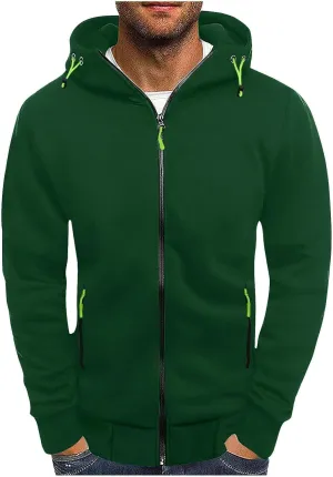 Hoodies for Men Zip up Fall Spring Casual Long Sleeve Sweatshirts Sports Training Hooded Jackets with Zip Pockets