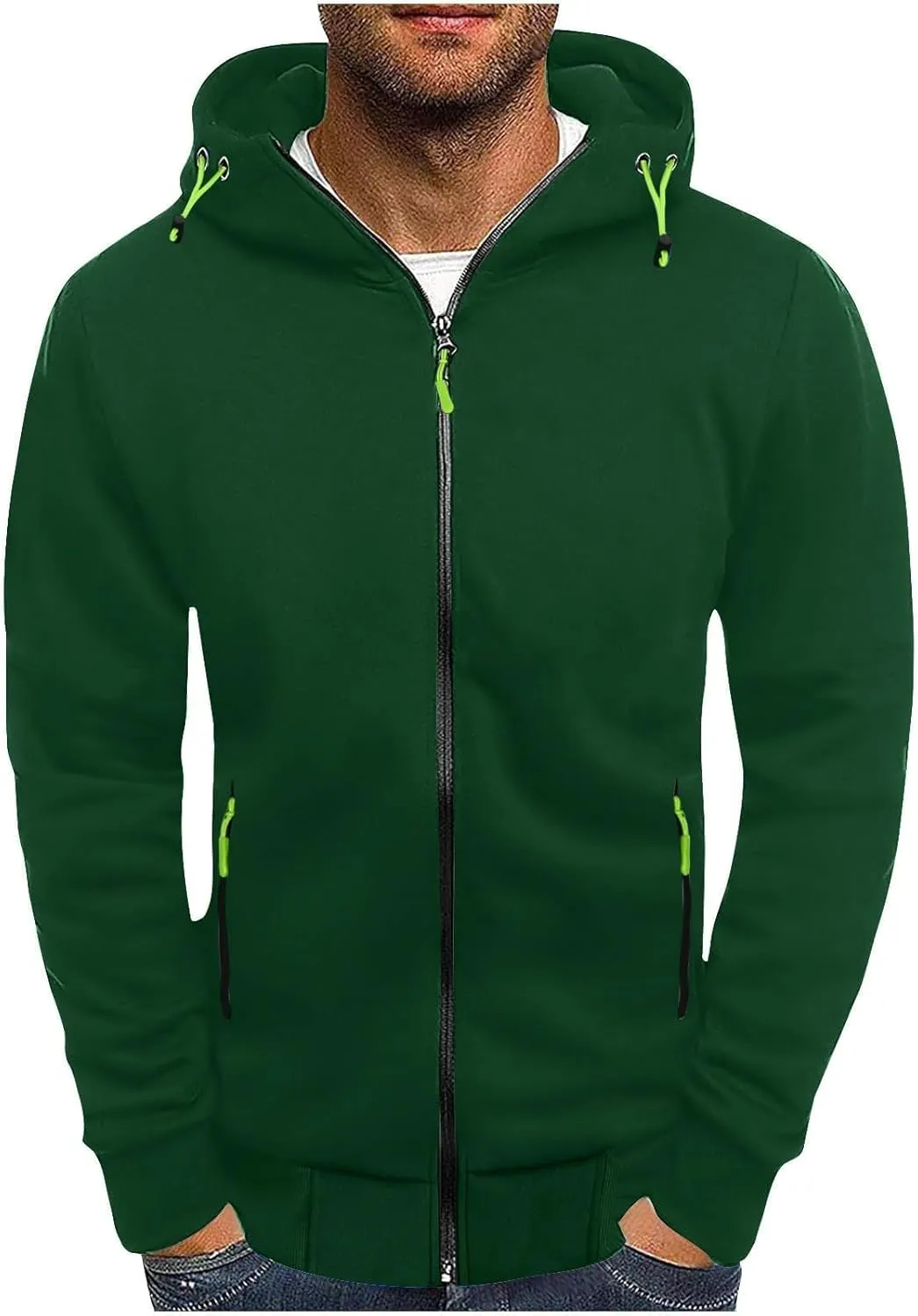 Hoodies for Men Zip up Fall Spring Casual Long Sleeve Sweatshirts Sports Training Hooded Jackets with Zip Pockets
