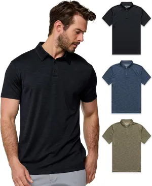 INTO THE AM Performance Dri Fit Polo Shirts for Men S-4XL - Quick Dry Moisture Wicking Athletic Sport Collar Work Shirts