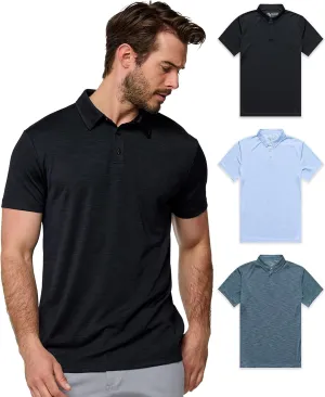 INTO THE AM Performance Dri Fit Polo Shirts for Men S-4XL - Quick Dry Moisture Wicking Athletic Sport Collar Work Shirts