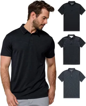 INTO THE AM Performance Dri Fit Polo Shirts for Men S-4XL - Quick Dry Moisture Wicking Athletic Sport Collar Work Shirts