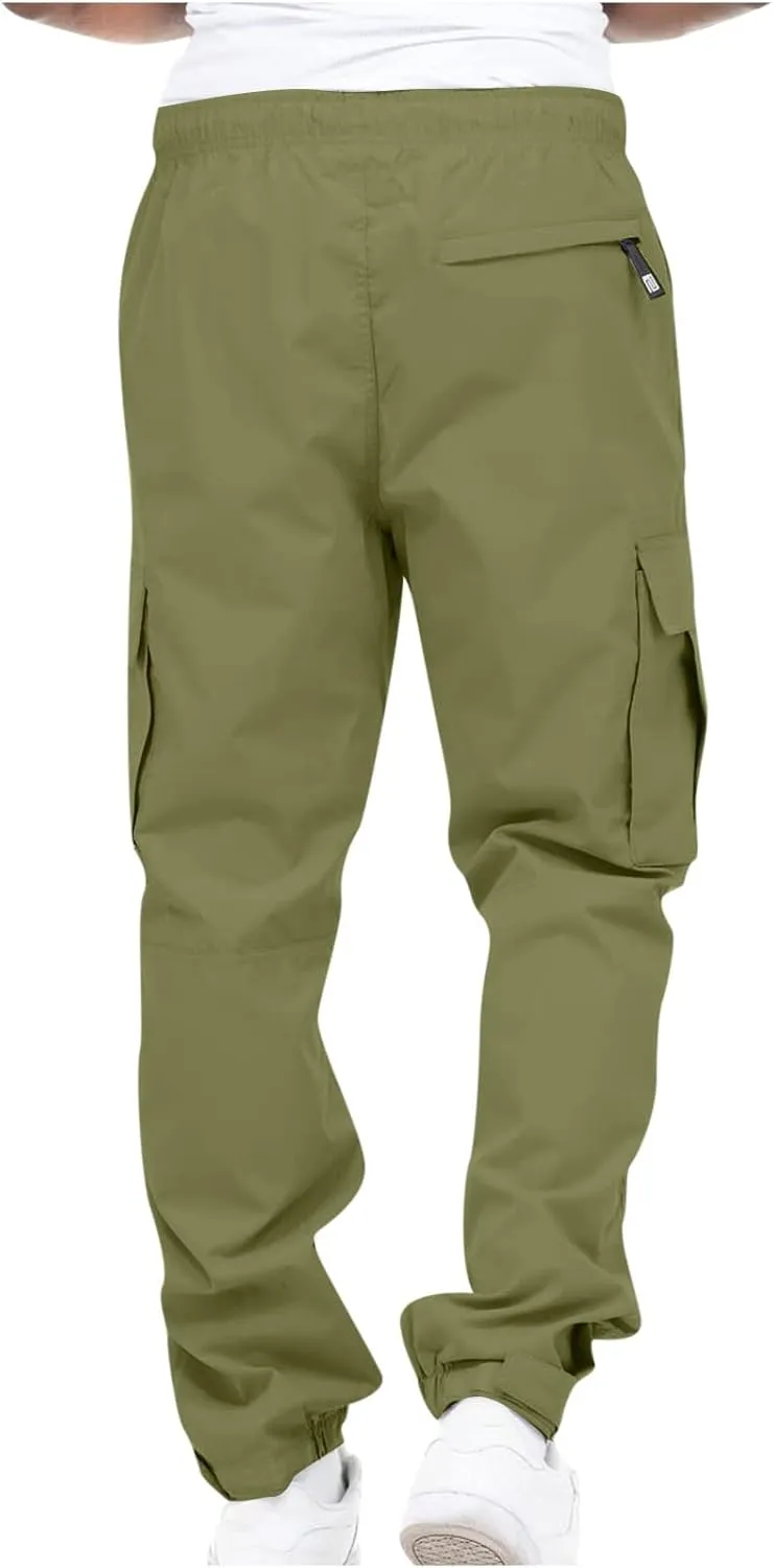 JIEMUXIU Men's Casual Cargo Pants Hiking Pants Workout Joggers Sweatpants Cargo Pants for Men Tactical Pants with Pockets