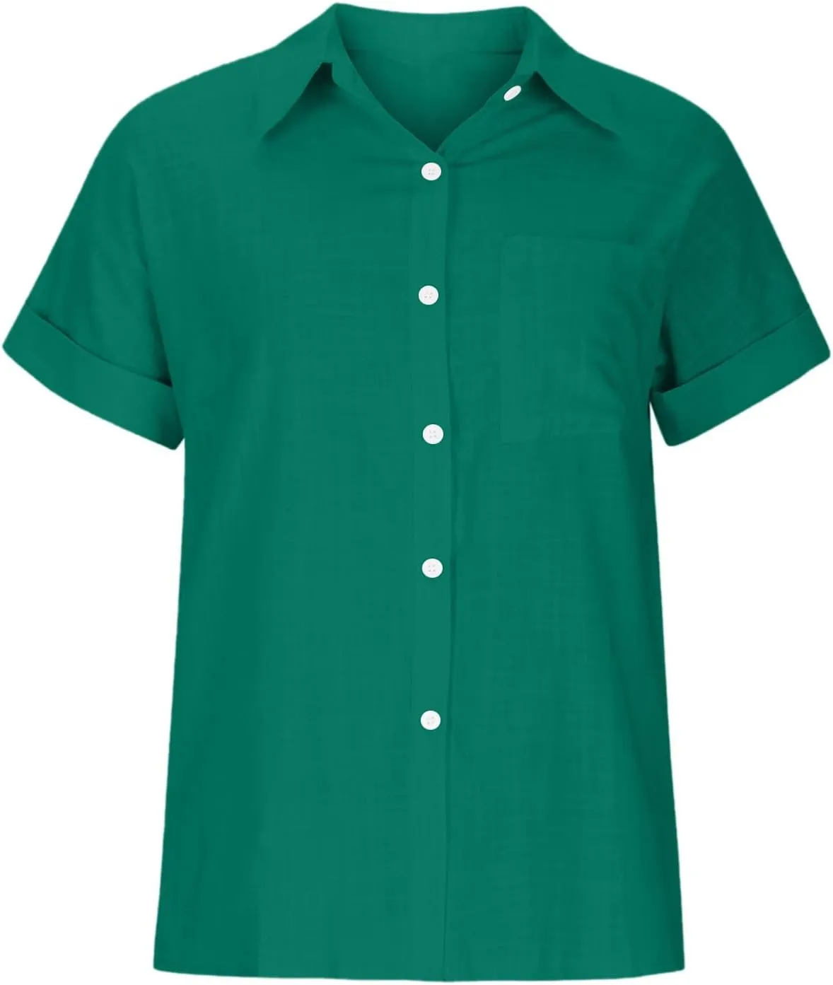 JIEMUXIU Summer Tops for Women 2025 Trendy Short Sleeve Cotton Linen Shirt Casual Button Down V Neck Tunic Blouses Outfits