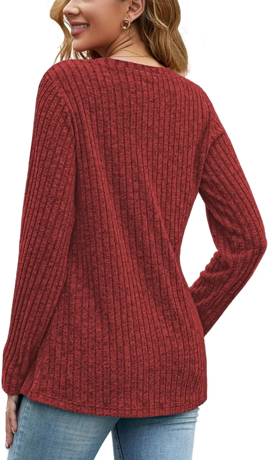 JomeDesign Womens Sweaters Long Sleeve Shirts V Neck Sweatshirt Loose Casual Tunic Tops