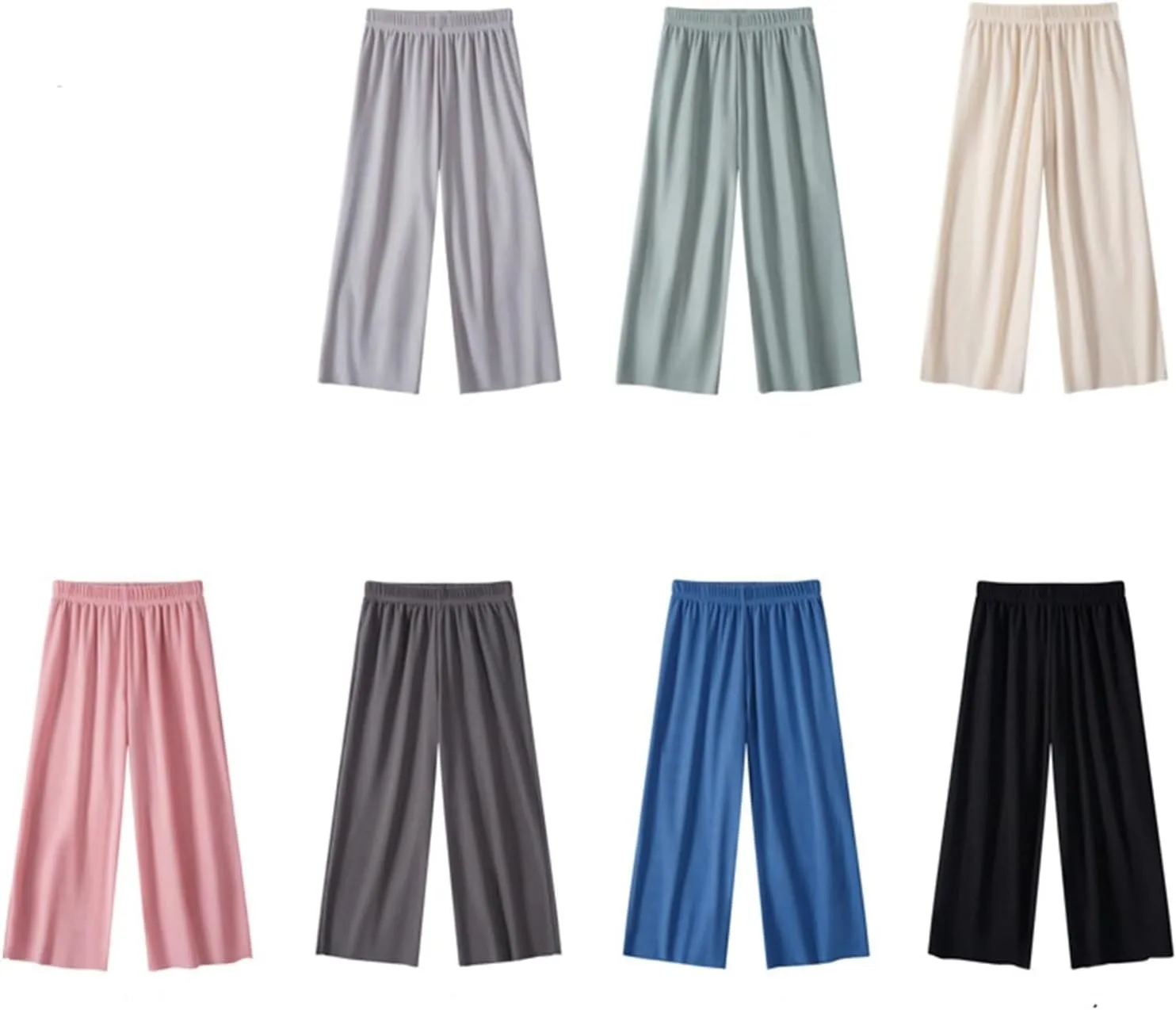 Kids Girls Solid Wide Leg Pants Flowy Stretchy Teen Loose Pants Straight High Elastic Waist Trousers Long Pants Clothes