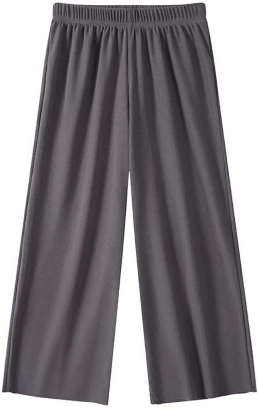 Kids Girls Solid Wide Leg Pants Flowy Stretchy Teen Loose Pants Straight High Elastic Waist Trousers Long Pants Clothes