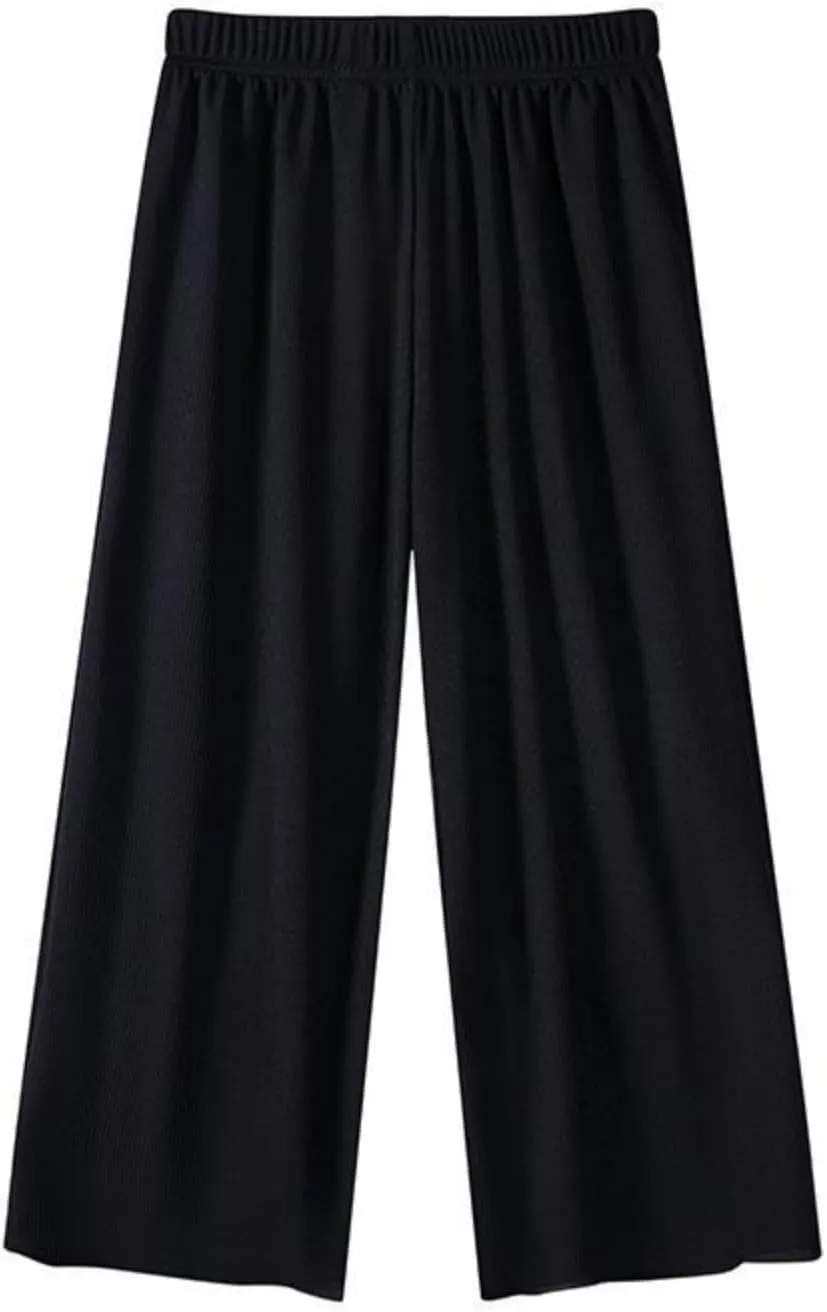 Kids Girls Solid Wide Leg Pants Flowy Stretchy Teen Loose Pants Straight High Elastic Waist Trousers Long Pants Clothes