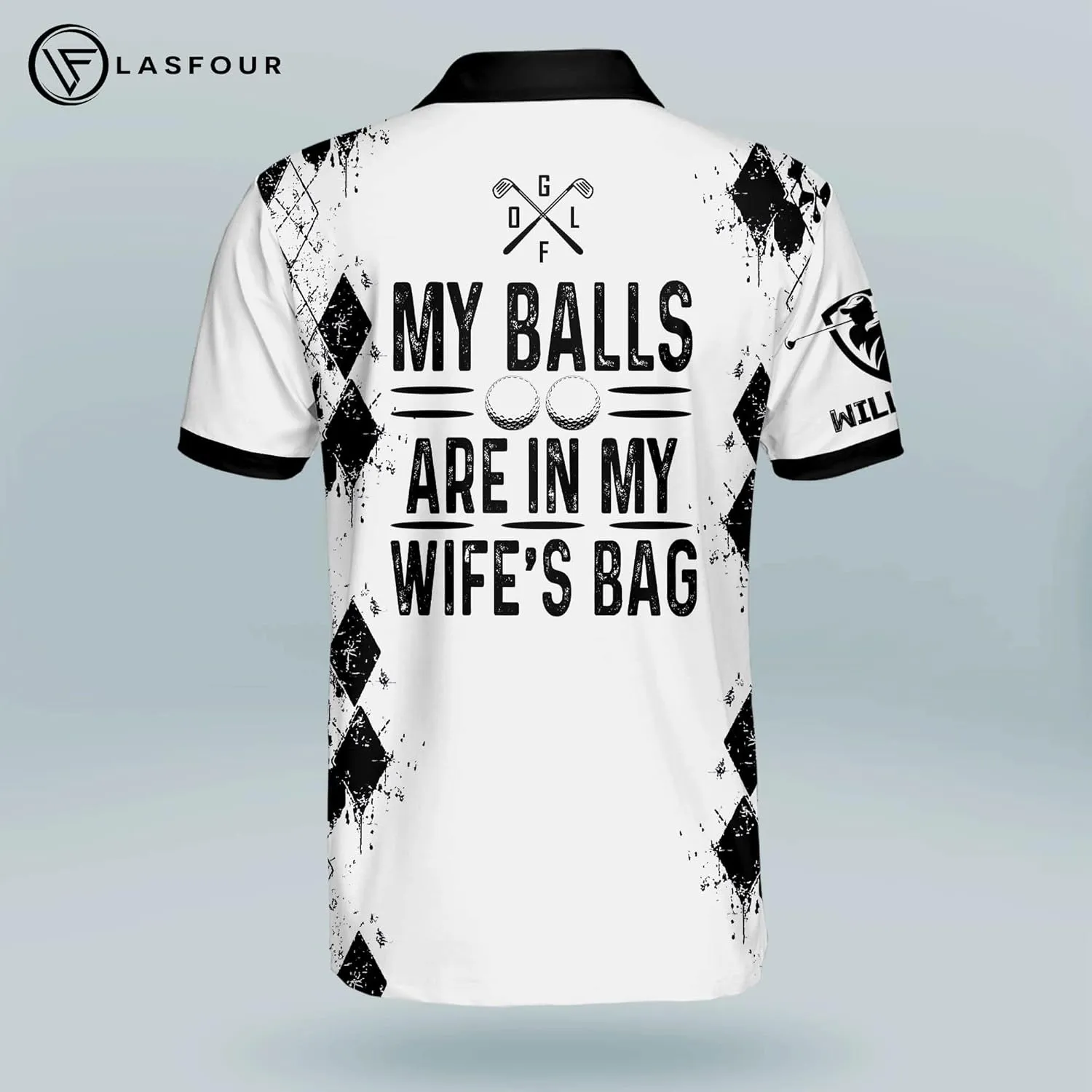 LASFOUR Funny Golf Polo Shirts for Men, Crazy Short Sleeve, Lightweight Golf Polo Shirts for Dad, Grandpa.