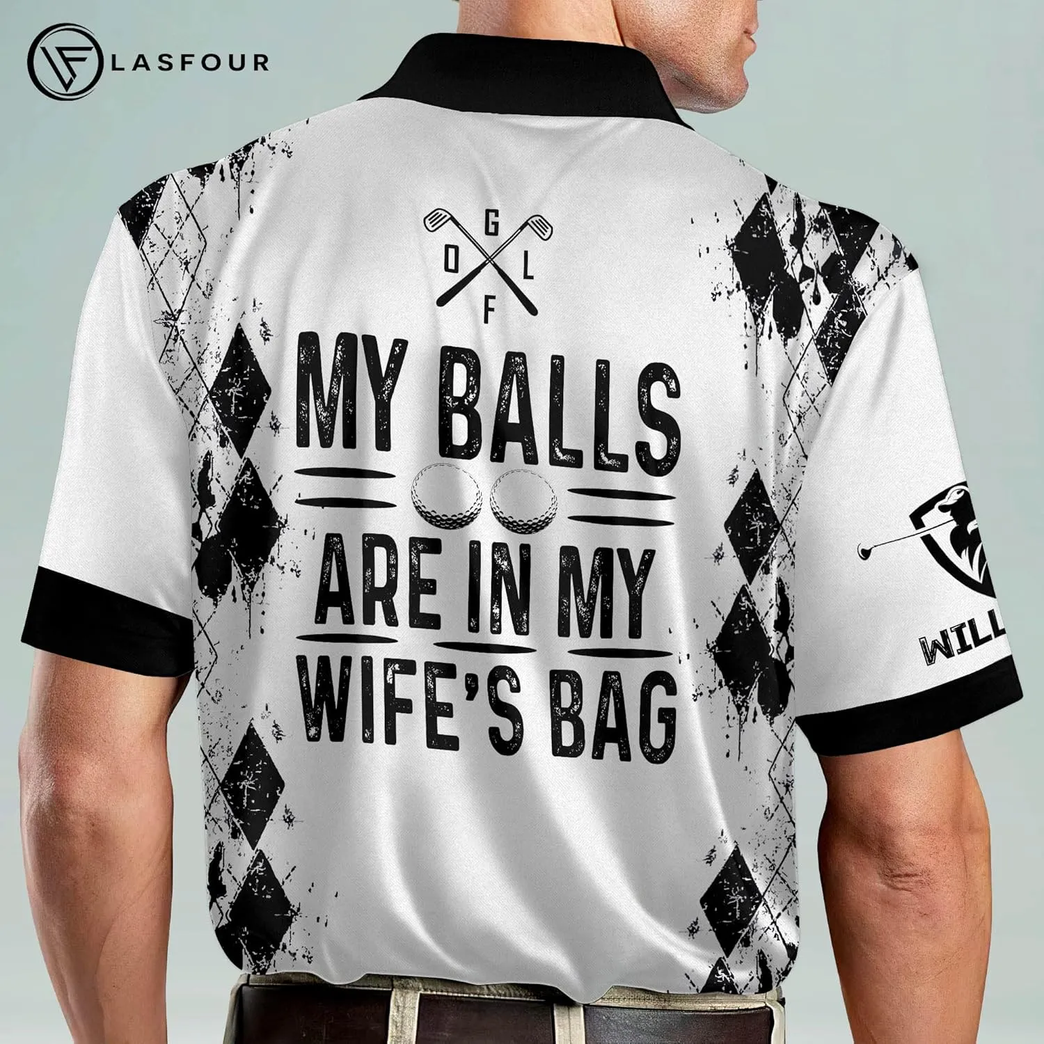 LASFOUR Funny Golf Polo Shirts for Men, Crazy Short Sleeve, Lightweight Golf Polo Shirts for Dad, Grandpa.