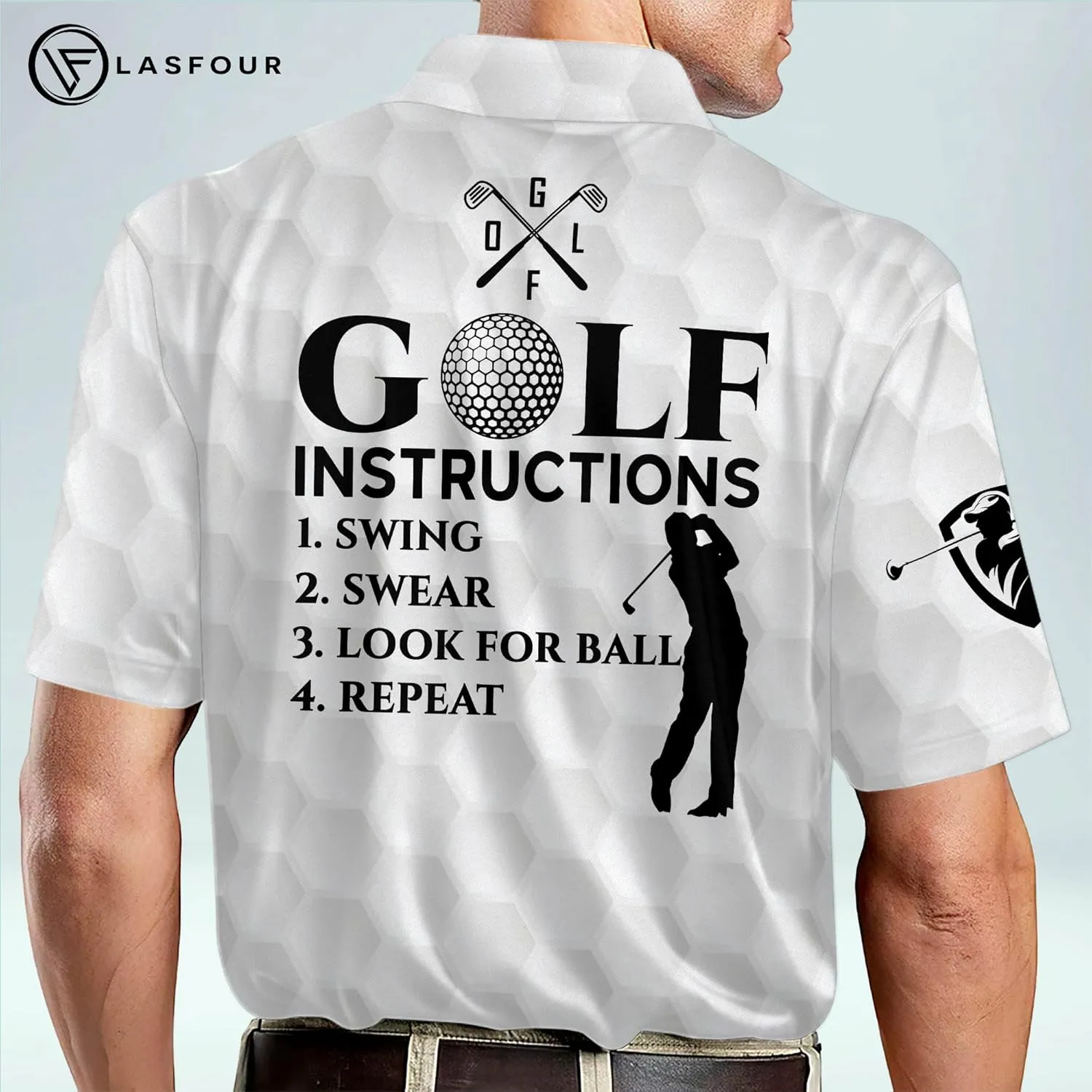 LASFOUR Funny Golf Polo Shirts for Men, Crazy Short Sleeve, Lightweight Golf Polo Shirts for Dad, Grandpa.
